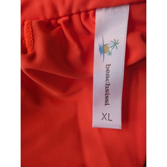Beachsissi Swim String Bikini Neon Orange Size XL High Cut Triangle Halter Top - Picture 5 of 10